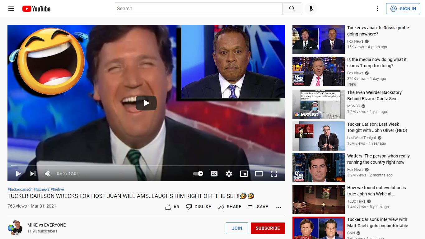 TUCKER CARLSON WRECKS FOX HOST JUAN WILLIAMS..LAUGHS HIM RIGHT OFF THE ...